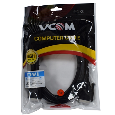 VCOM DVI-D (M) to DVI-D (M) (24+1 pin) 3m Black Retail Packaged Display Cable, Works with Flat Panel Displays, Digital CRT Monitors, Projectors, and HDTVs - Image 2