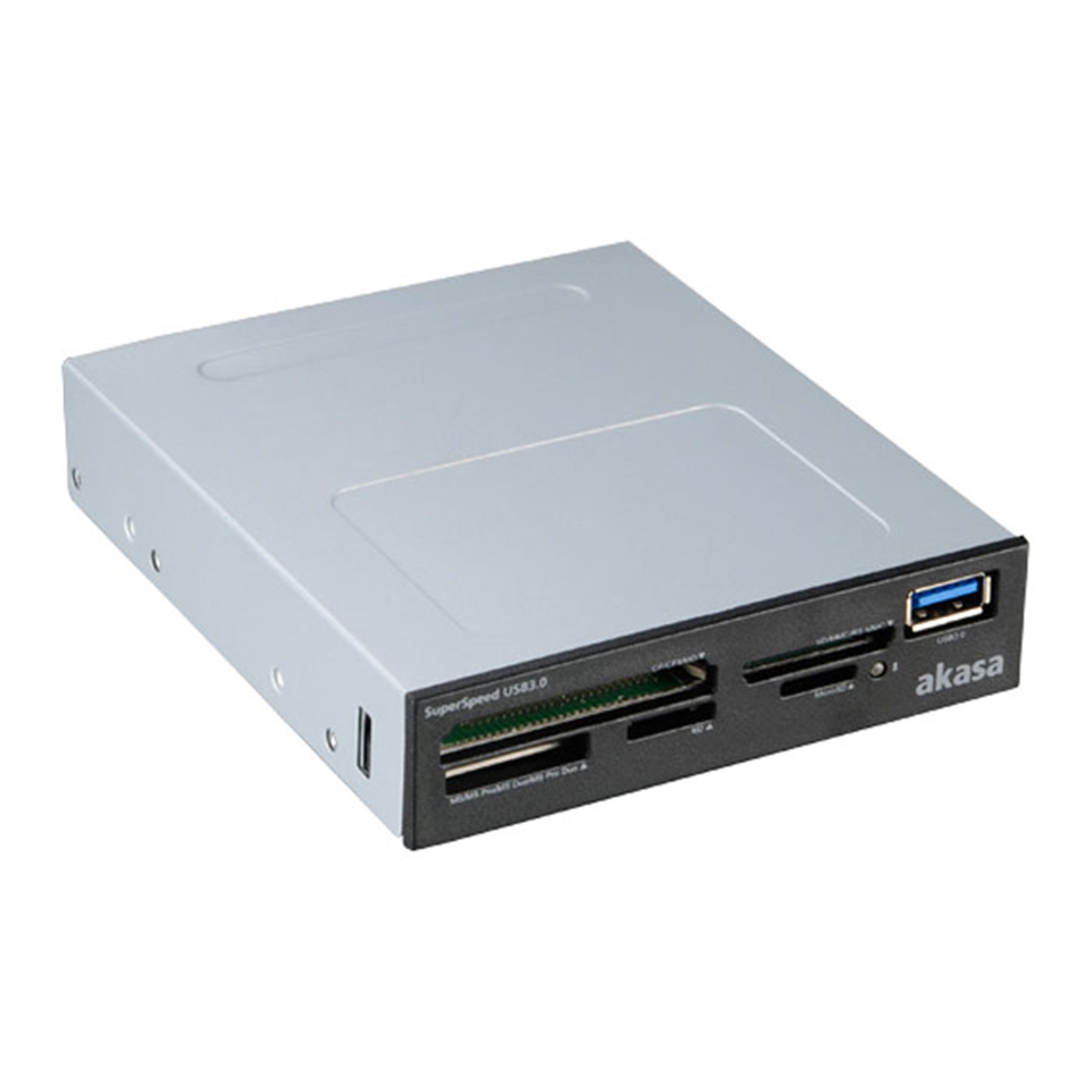 Akasa USB 3.0 Multi Card Reader, Supports CF/MS/SD/MicroSD UHS-II Cards, 3.5", Internal USB 3.0 Connector, Black, for PC - Image 3