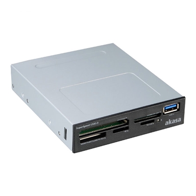 Akasa USB 3.0 Multi Card Reader, Supports CF/MS/SD/MicroSD UHS-II Cards, 3.5", Internal USB 3.0 Connector, Black, for PC - Image 2