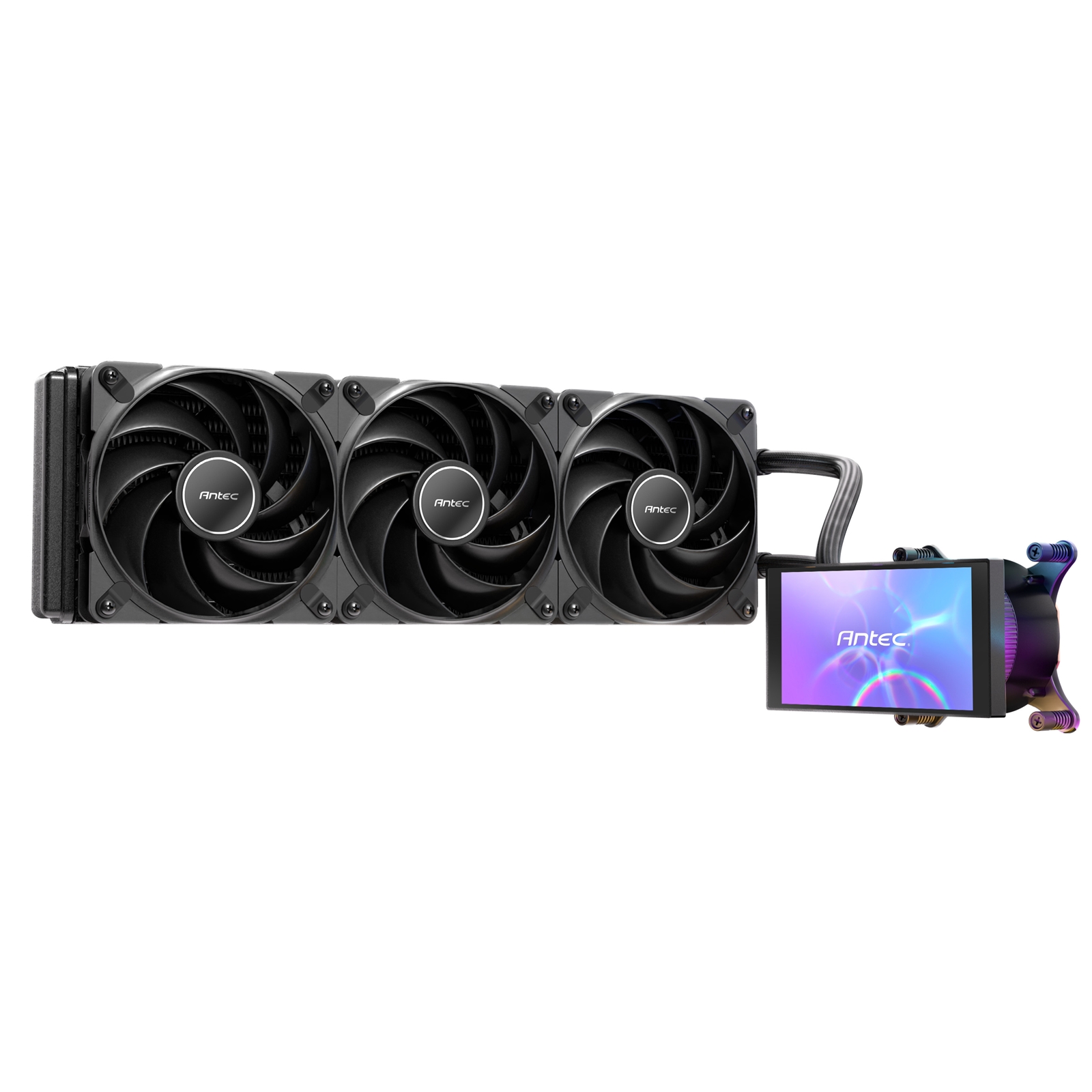 Antec Vortex View 360 Black AIO Liquid CPU Cooler, Massive 5-Inch Rotatable IPS LCD Display, 9th Gen Asetek Pump for 400W TDP, Triple 120mm PWM Fans, ARGB Backglow - Image 3