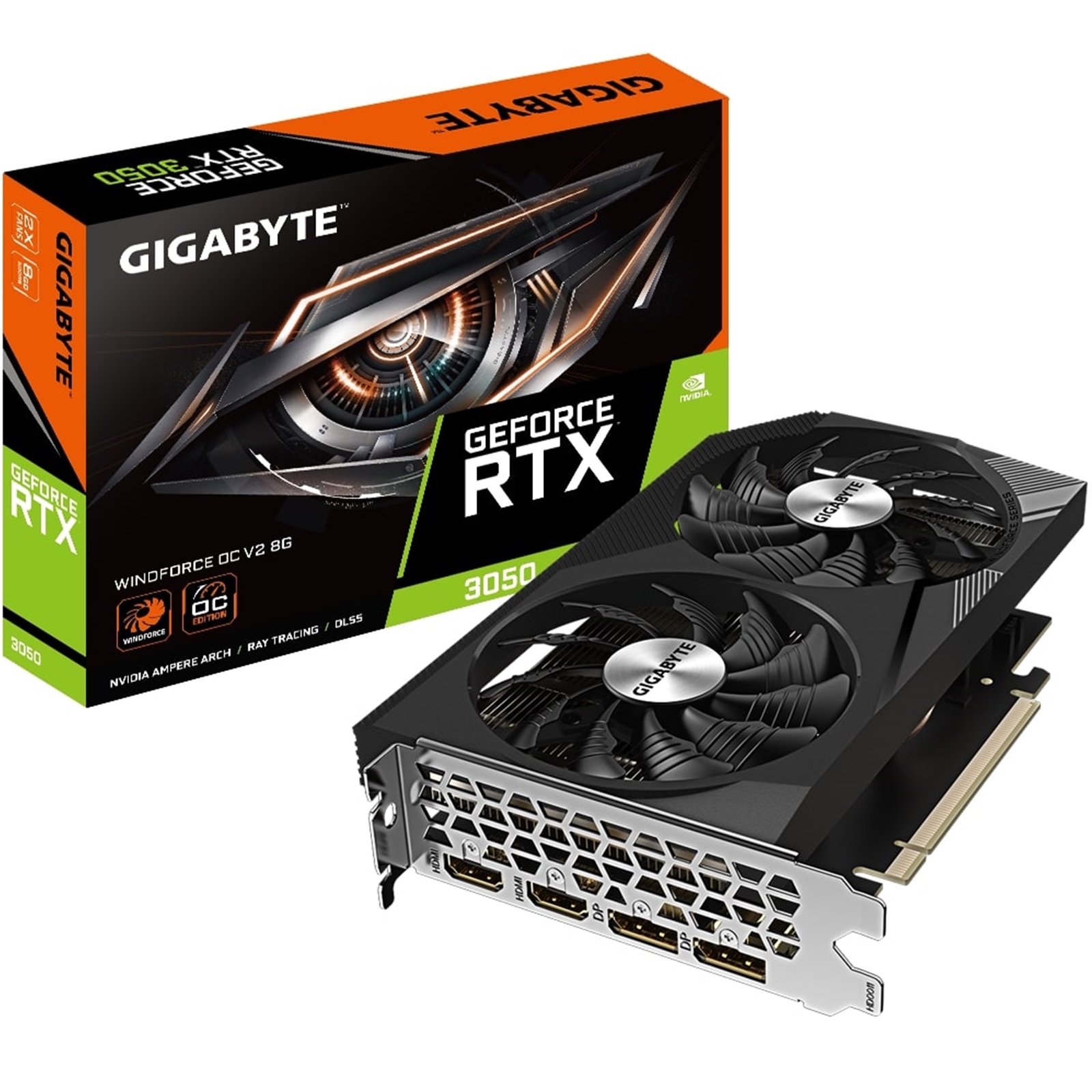 Gigabyte NVIDIA GeForce RTX 3050 WINDFORCE OC V2 8GB GDDR6 Graphics Card, 2560 CUDA Cores, 1792 MHz Core Clock, Dual Fan, 2x DisplayPorts / 2x HDMI Ports - Image 3