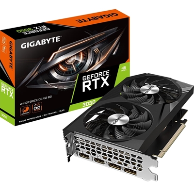 Gigabyte NVIDIA GeForce RTX 3050 WINDFORCE OC V2 8GB GDDR6 Graphics Card, 2560 CUDA Cores, 1792 MHz Core Clock, Dual Fan, 2x DisplayPorts / 2x HDMI Ports - Image 2