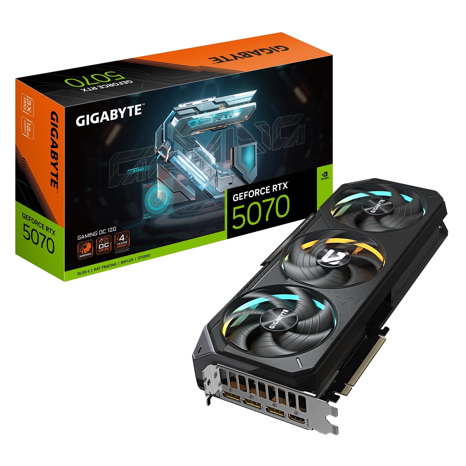 Gigabyte NVIDIA GeForce RTX 5070 GAMING OC 12GB GDDR7 Graphics Card, 6144 CUDA Cores, 2625 MHz Core Clock, Triple Fan, RGB, 3x DisplayPorts / 1x HDMI Port - Image 3
