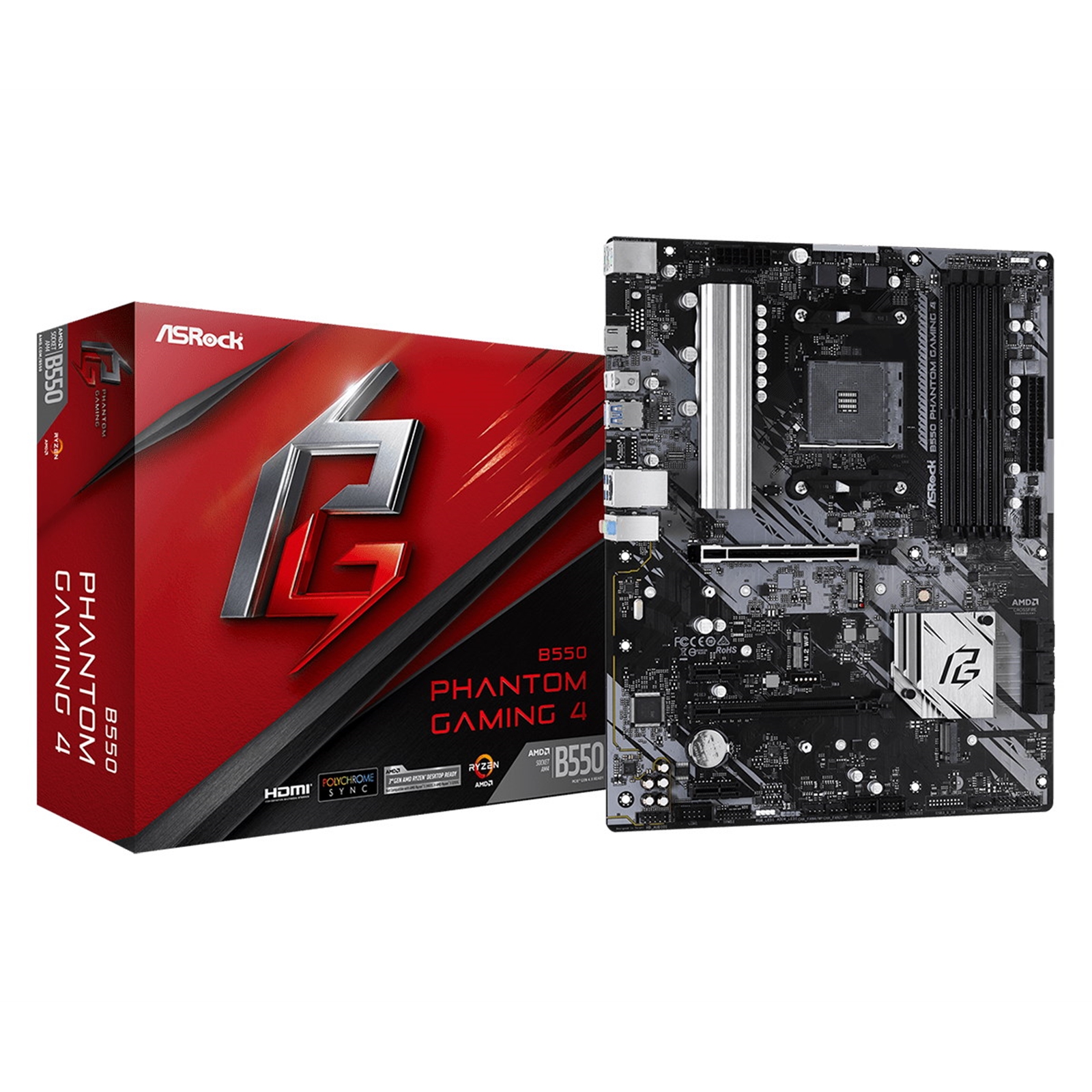 ASRock B550 Phantom Gaming 4 Super Alloy AMD AM4 Socket Motherboard, ATX, 4x DDR4 Slots, 2x M.2 Sockets, GbE LAN, 1x HDMI Port - Image 3
