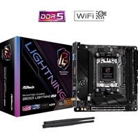 ASRock B650I LIGHTNING WIFI AMD AM5 Socket Motherboard, Mini-ITX, 2x DDR5 Slots, 2x M.2 Sockets, Fitted I/O Shield, 2.5GbE LAN, Wi-Fi 6E, 1x HDMI Port