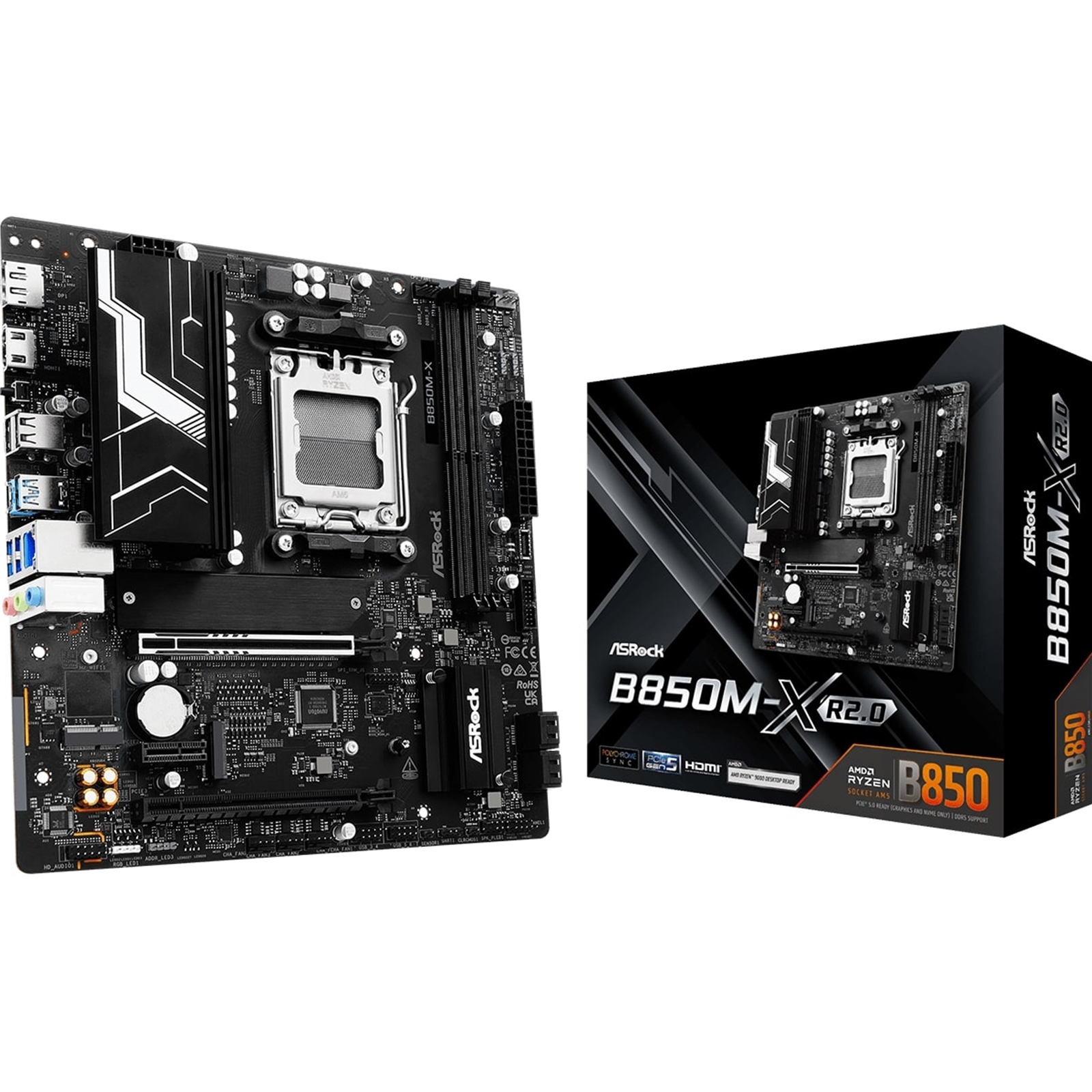 ASRock B850M-X R2.0 AMD AM5 Socket Motherboard, Micro-ATX, 2x DDR5 Slots, 2x M.2 Sockets, 2.5GbE LAN, 1x DisplayPort / 1x HDMI Port - Image 3