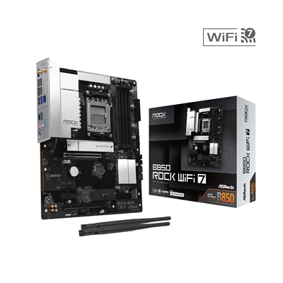 ASRock B850 Rock WiFi 7 AMD AM5 Socket Motherboard, ATX, 4x DDR5 Slots, 2x M.2 Sockets, Fitted I/O Shield, 2.5GbE LAN, Wi-Fi 7, 1x HDMI Port - Image 2