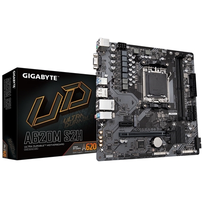 Gigabyte A620M S2H AMD AM5 Socket Motherboard, Micro-ATX, 2x DDR5 Slots, 1x M.2 Socket, GbE LAN, 1x D-Sub / 1x DisplayPort / 1x HDMI Port - Image 2