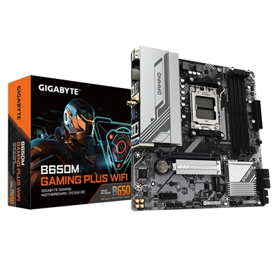 Gigabyte B650M GAMING PLUS WIFI (Rev. 1.2) AMD AM5 Socket Motherboard, Micro-ATX, 4x DDR5 Slots, 2x M.2 Sockets, Fitted I/O Shield, 2.5GbE LAN, Wi-Fi 6, 2x DisplayPorts / 1x HDMI Port - Image 2
