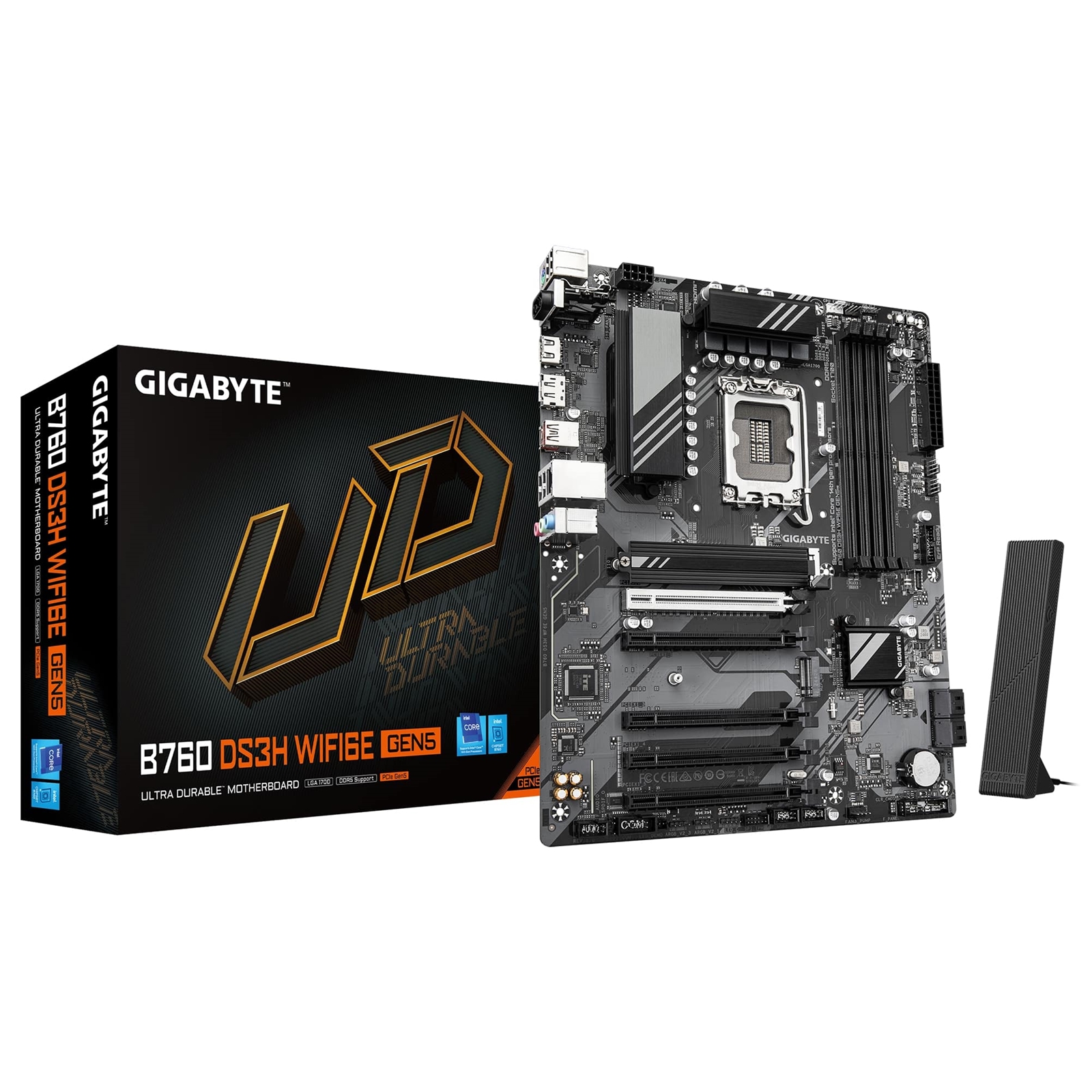 Gigabyte B760 DS3H WIFI6E GEN5 Intel 1700 Socket Motherboard, ATX, 4x DDR5 Slots, 2x M.2 Sockets, GbE LAN, Wi-Fi 6E, 1x DisplayPort / 1x HDMI Port - Image 3