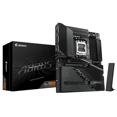 Gigabyte B850 AORUS STEALTH AMD AM5 Socket Motherboard, ATX, 4x DDR5 Slots, 4x M.2 Sockets, Fitted I/O Shield, 5GbE LAN, Wi-Fi 7, 1x HDMI Port - Image 2