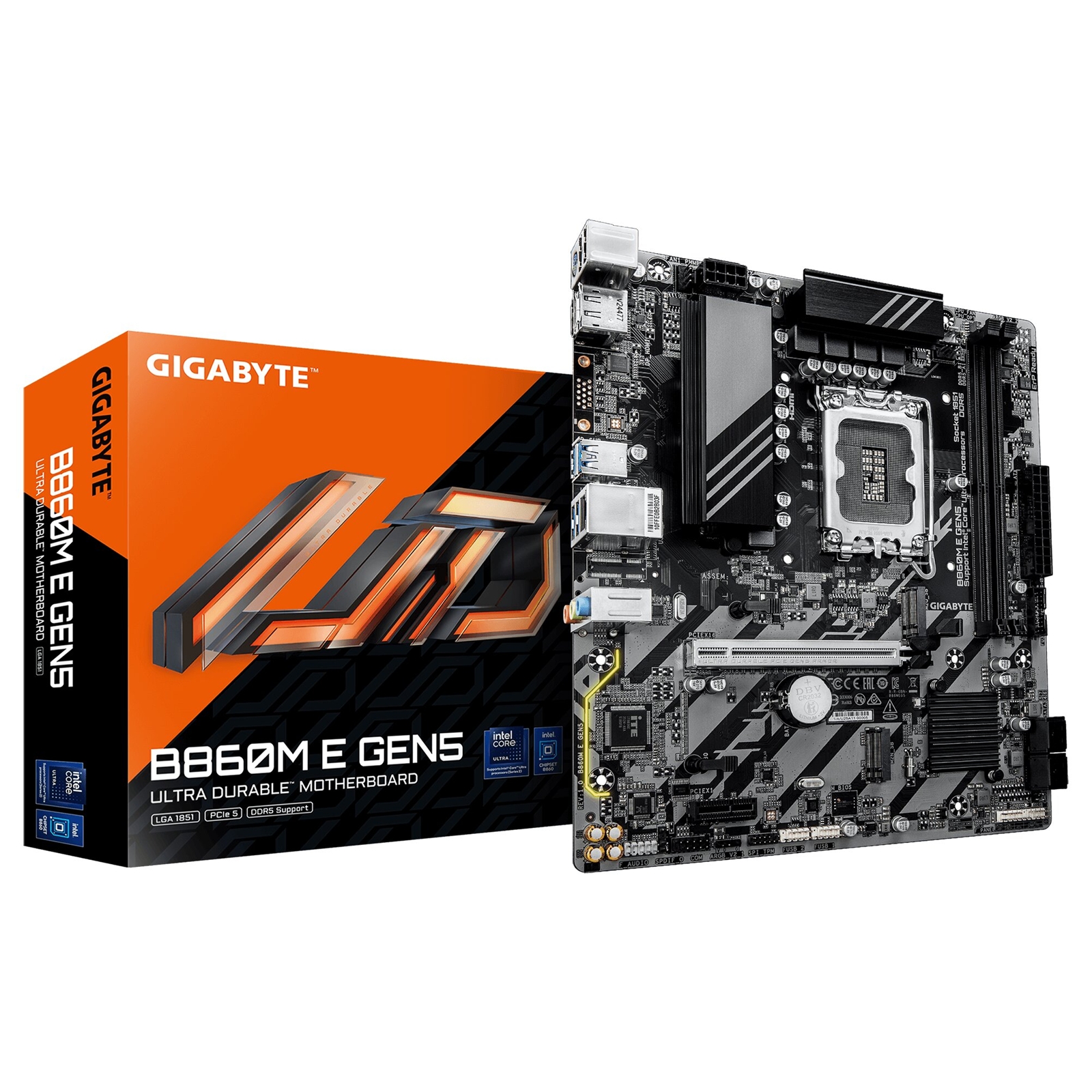Gigabyte B860M E GEN5 Intel 1851 Socket Motherboard, Micro-ATX, 2x DDR5 Slots, 2x M.2 Sockets, GbE LAN, 1x DisplayPort / 1x HDMI Port - Image 3
