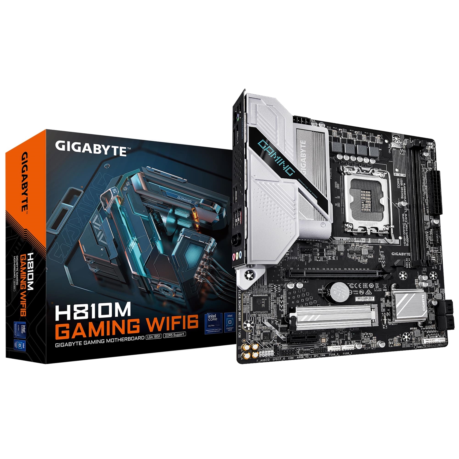 Gigabyte H810M GAMING WIFI6 Intel 1851 Socket Motherboard, Micro-ATX, 2x DDR5 Slots, 1x M.2 Socket, Fitted I/O Shield, 2.5GbE LAN, Wi-Fi 6, 1x DisplayPort / 1x HDMI Port - Image 3