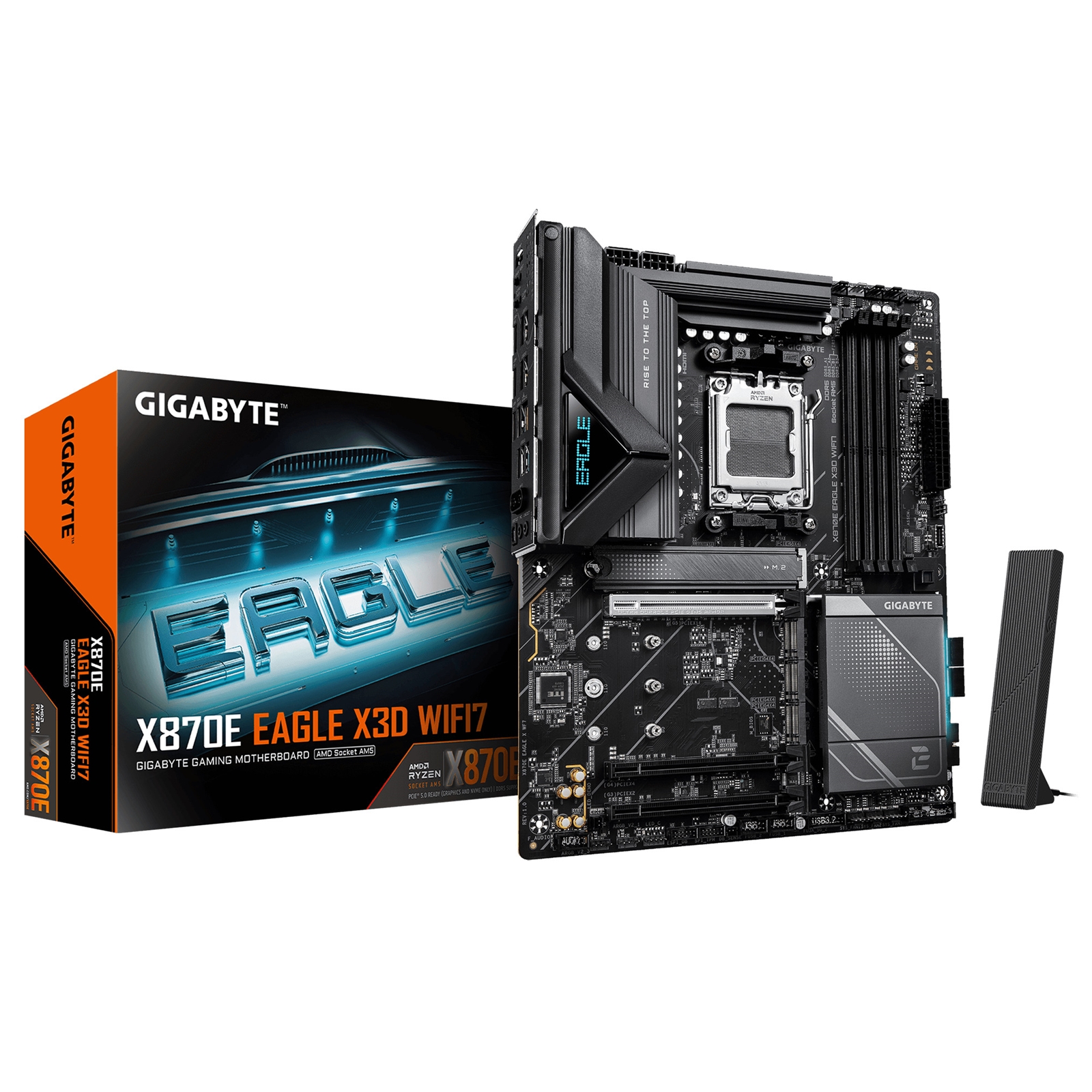 Gigabyte X870E EAGLE X3D WIFI7 AMD AM5 Socket Motherboard, ATX, 4x DDR5 Slots, 4x M.2 Sockets, Fitted I/O Shield, 5GbE LAN, Wi-Fi 7, 1x HDMI Port / 2x USB-C (USB4) - Image 3