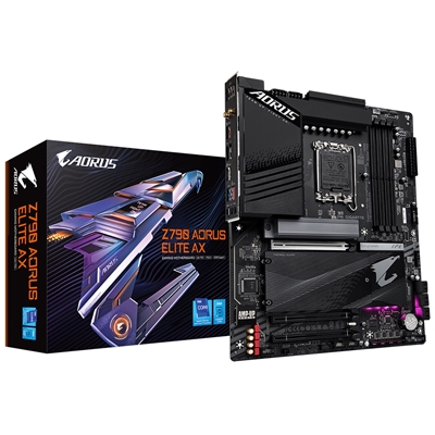 Gigabyte Z790 AORUS ELITE AX Intel 1700 Socket Motherboard, ATX, 4x DDR5 Slots, 4x M.2 Sockets, Fitted I/O Shield, 2.5GbE LAN, Wi-Fi 6E, 1x DisplayPort / 1x HDMI Port - Image 2