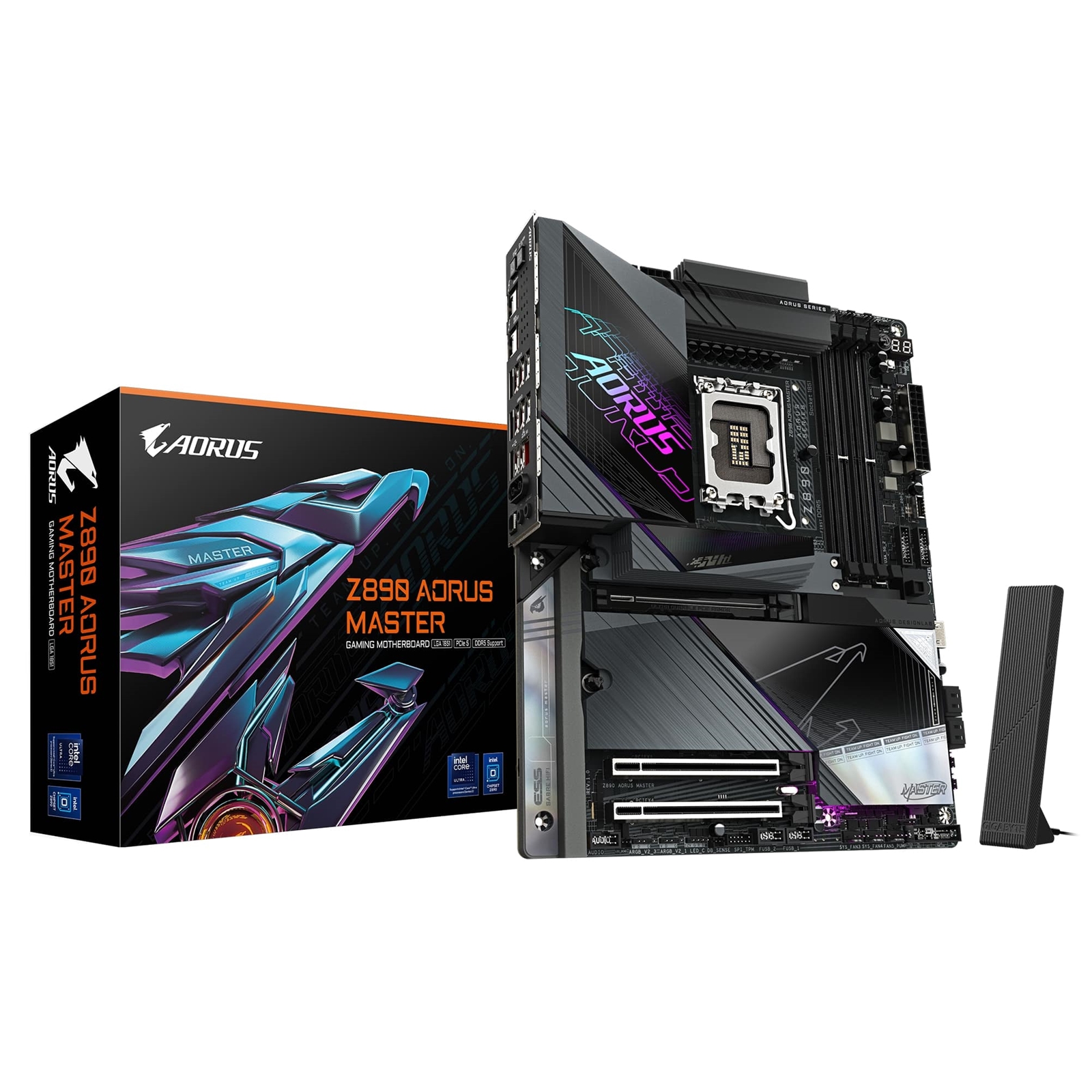 Gigabyte Z890 AORUS MASTER Intel 1851 Socket Motherboard, ATX, 4x DDR5 Slots, 5x M.2 Sockets, Fitted I/O Shield, 10GbE LAN, Wi-Fi 7, 2x USB-C (USB4) - Image 3