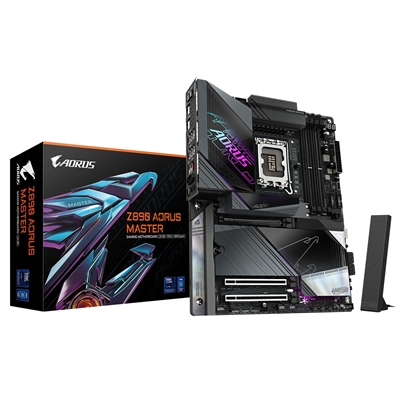 Gigabyte Z890 AORUS MASTER Intel 1851 Socket Motherboard, ATX, 4x DDR5 Slots, 5x M.2 Sockets, Fitted I/O Shield, 10GbE LAN, Wi-Fi 7, 2x USB-C (USB4) - Image 2