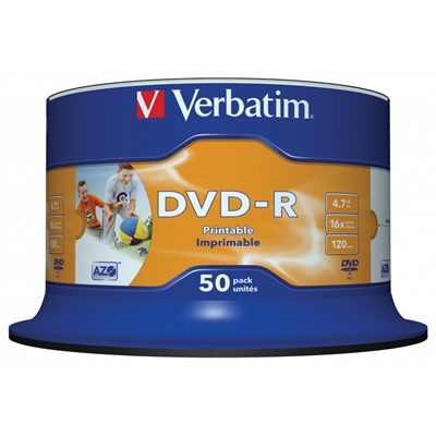 Verbatim DVD-R 16X 4.7GB 50 Pack Spindle Wide Inkjet Printable No ID - Image 2