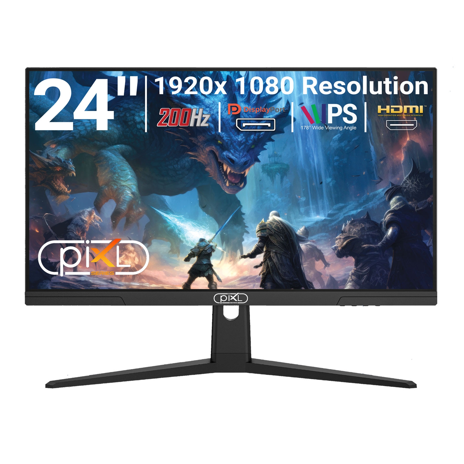 piXL X-Series GS24IDPHA 24.5 Inch Full HD IPS Gaming Monitor with 200Hz Refresh Rate, 1920 x 1080 Resolution, 0.5ms Response Time, HDMI 2.0 & DisplayPort 1.4 - Image 3