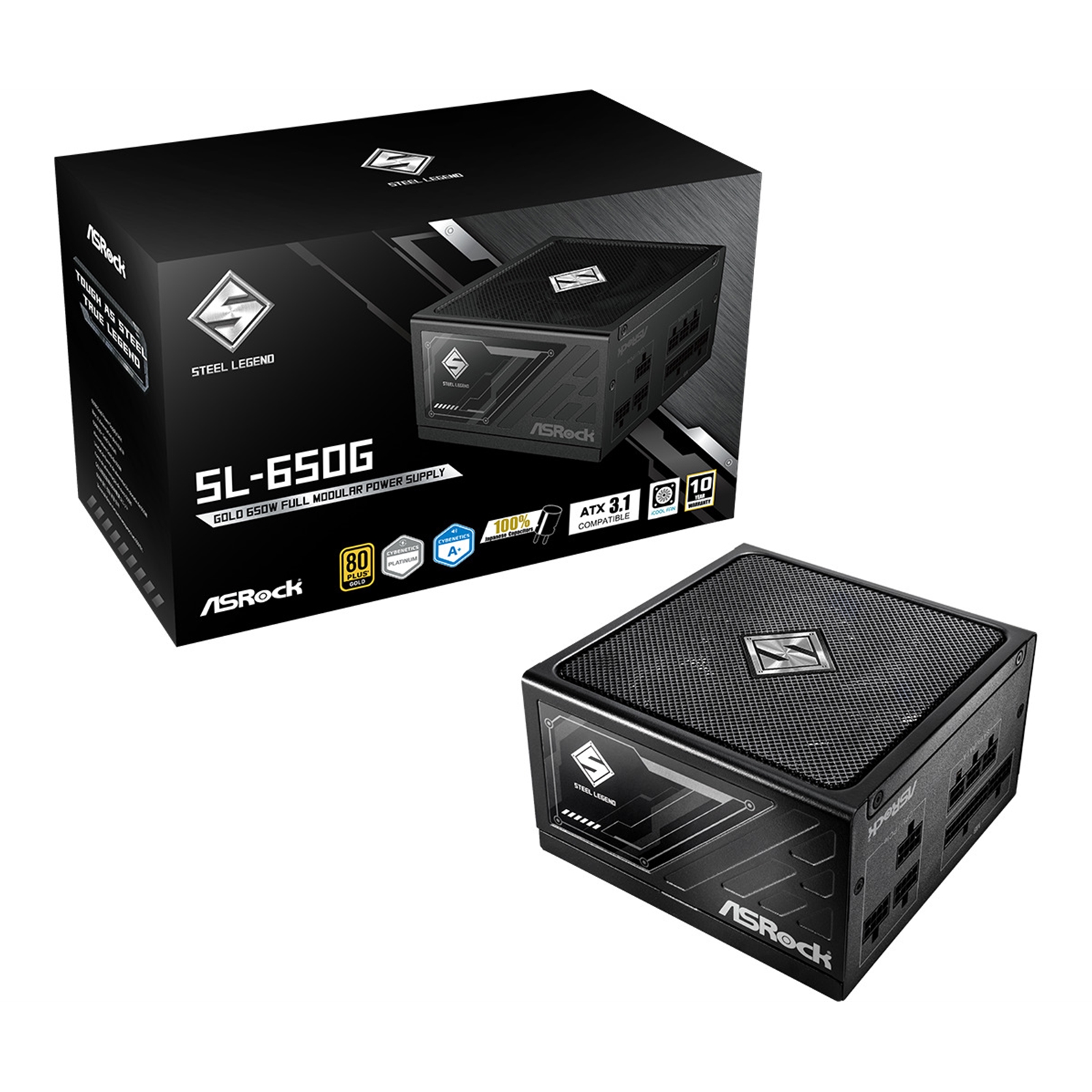 ASRock Steel Legend SL-650G 650W ATX Power Supply Unit, 80 Plus Gold Certified, 120mm Silent Cooling Fan, High Efficiency PSU - Image 3