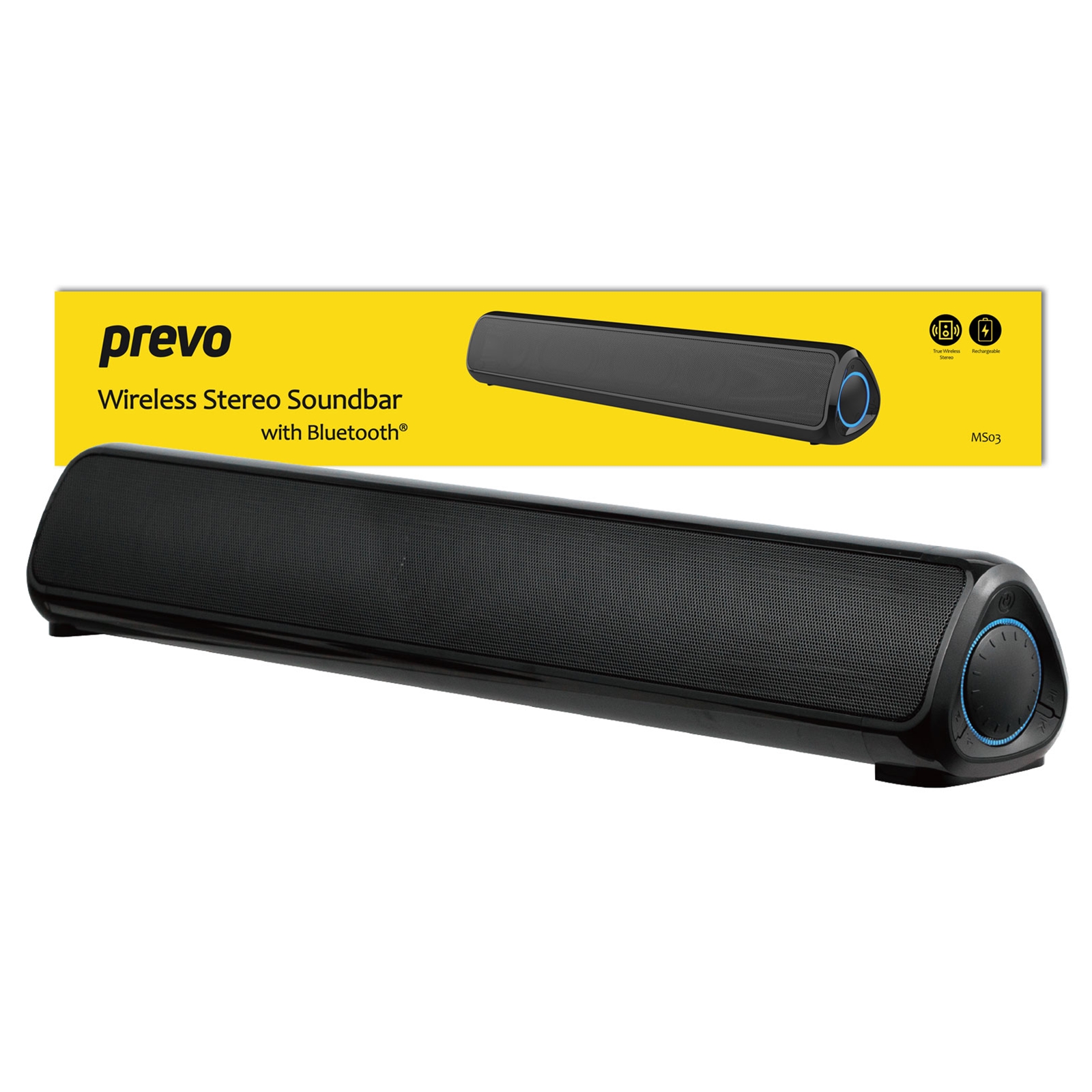Prevo MS03 Wireless Bluetooth Speaker with Bluetooth, USB & SD, Space-Saving Wireless Speaker for TV, Home Entertainment System, PC, Mobile Device & Gaming Consoles - Image 3