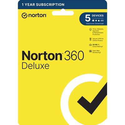 Norton 360 Deluxe, Antivirus Software for 5 Devices, 1-year Subscription, Includes Secure VPN, Password Manager and 50GB of Cloud Storage, PC/Mac/iOS/Android, Retail Boxed - Image 2