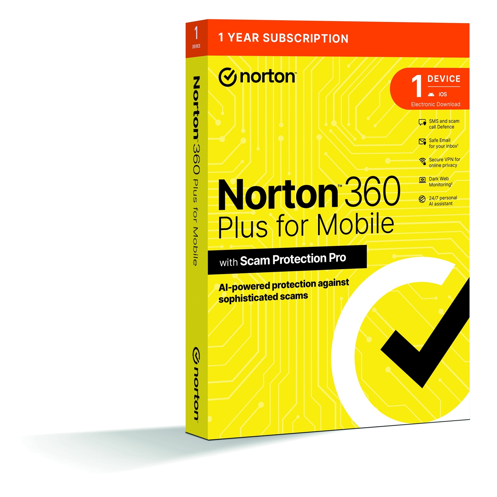 Norton 360 Plus Mobile 1 Device 1-year Subscription, Includes Secure VPN, Password Manager, Dark Web Monitoring and AI-Powered Scam Protection Across Email, Texts, Calls and Web, iOS and Android Retail Boxed - Image 3