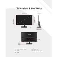 Viewsonic VA270-H 27-Inch Full HD IPS Monitor, 1920x1080 resolution, 100Hz, Freesync, HDMI, VGA, 1ms, VESA - Image 5