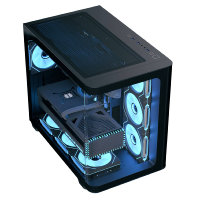 Aerocool (ACCM-PN01043.11) Dual-chamber PC case, Curved glass panelling, 4 x pre-installed 120mm ARGB fans, 450mm GPU clearance, Up to ATX motherboards, 3 x 2.5” and 2 x 3.5” bays, ATX, Micro-ATX, Mini-ITX - Image 2
