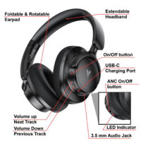 Verbatim TruSound Pro Bluetooth ANC Headset, Premium Wireless Audio With Active Noise Cancelling, 20Hz – 20 kHz, Up To 28 hours (ANC On) or 35 hours (ANC Off) Of Wireless Playtime, Detachable 3.5mm Audio Cable, Black - Image 5