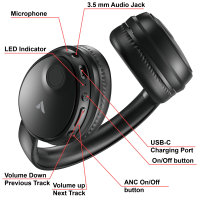 Verbatim TruSound Bluetooth ANC Headset, Wireless Headphones With Active Noise Cancelling, 20Hz – 20 kHz, Up To 25 Hours Playback, Detachable 3.5mm Audio Cable, Black - Image 4