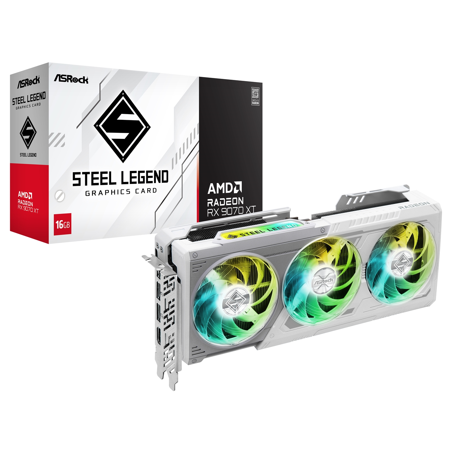 ASRock AMD Radeon RX 9070 XT Steel Legend 16GB GDDR6 Graphics Card, 4096 Streams, 2970 MHz Boost Clock, Triple Fan, 3x DisplayPorts / 1x HDMI Port - Image 3
