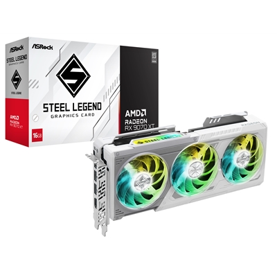 ASRock AMD Radeon RX 9070 XT Steel Legend 16GB GDDR6 Graphics Card, 4096 Streams, 2970 MHz Boost Clock, Triple Fan, 3x DisplayPorts / 1x HDMI Port - Image 2