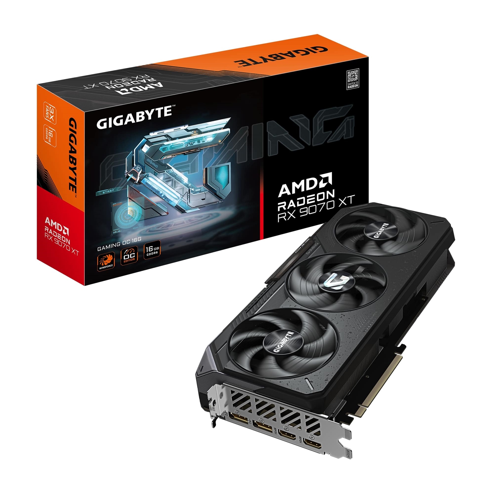 Gigabyte AMD Radeon RX 9070 XT GAMING OC 16GB GDDR6 Graphics Card, 4096 Streams, 2520 MHz Core Clock, Triple Fan, RGB, 2x DisplayPorts / 2x HDMI Ports - Image 3