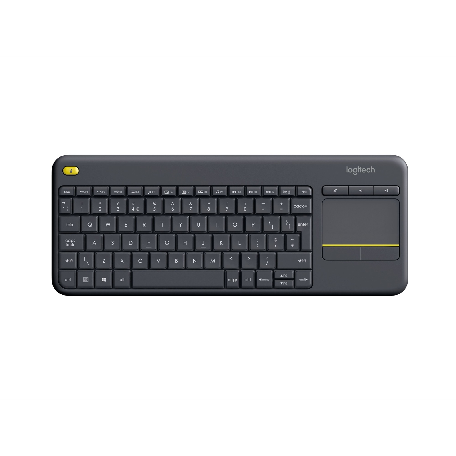 Logitech K400 Plus Wireless Touch TV Keyboard With Easy Media Control and Built-in Touchpad, HTPC Keyboard for PC-connected TV, Windows, Android, Chrome OS, Laptop, QWERTY UK English Layout, Black - Image 3