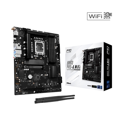 ASRock B860 Pro-A WiFi Intel 1851 Socket Motherboard, ATX, 4x DDR5 Slots, 3x M.2 Sockets, 2.5GbE LAN, Wi-Fi 6E, 1x DisplayPort / 1x HDMI Port - Image 2