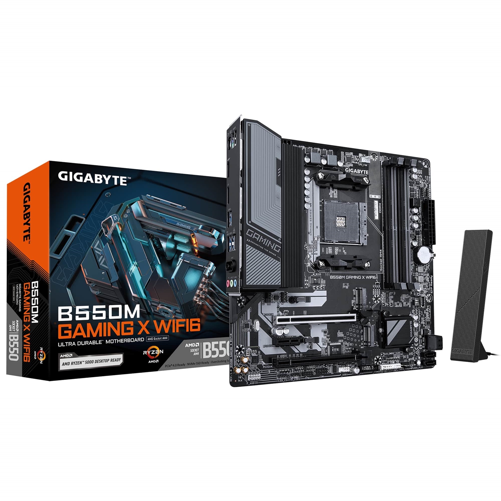 Gigabyte B550M GAMING X WIFI6 AMD AM4 Socket Motherboard, Micro-ATX, 4x DDR4 Slots, 2x M.2 Sockets, Fitted I/O Shield, GbE LAN, Wi-Fi 6, 1x DisplayPort / 1x HDMI Port - Image 3