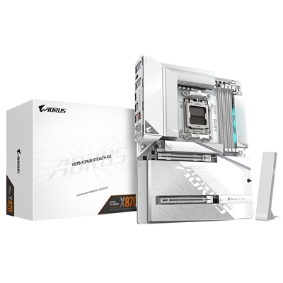 Gigabyte X870 AORUS STEALTH ICE AMD AM5 Socket Motherboard, ATX, 4x DDR5 Slots, 4x M.2 Sockets, 5GbE LAN, Wi-Fi 7, 1x HDMI Port / 2x USB-C (USB4) - Image 2