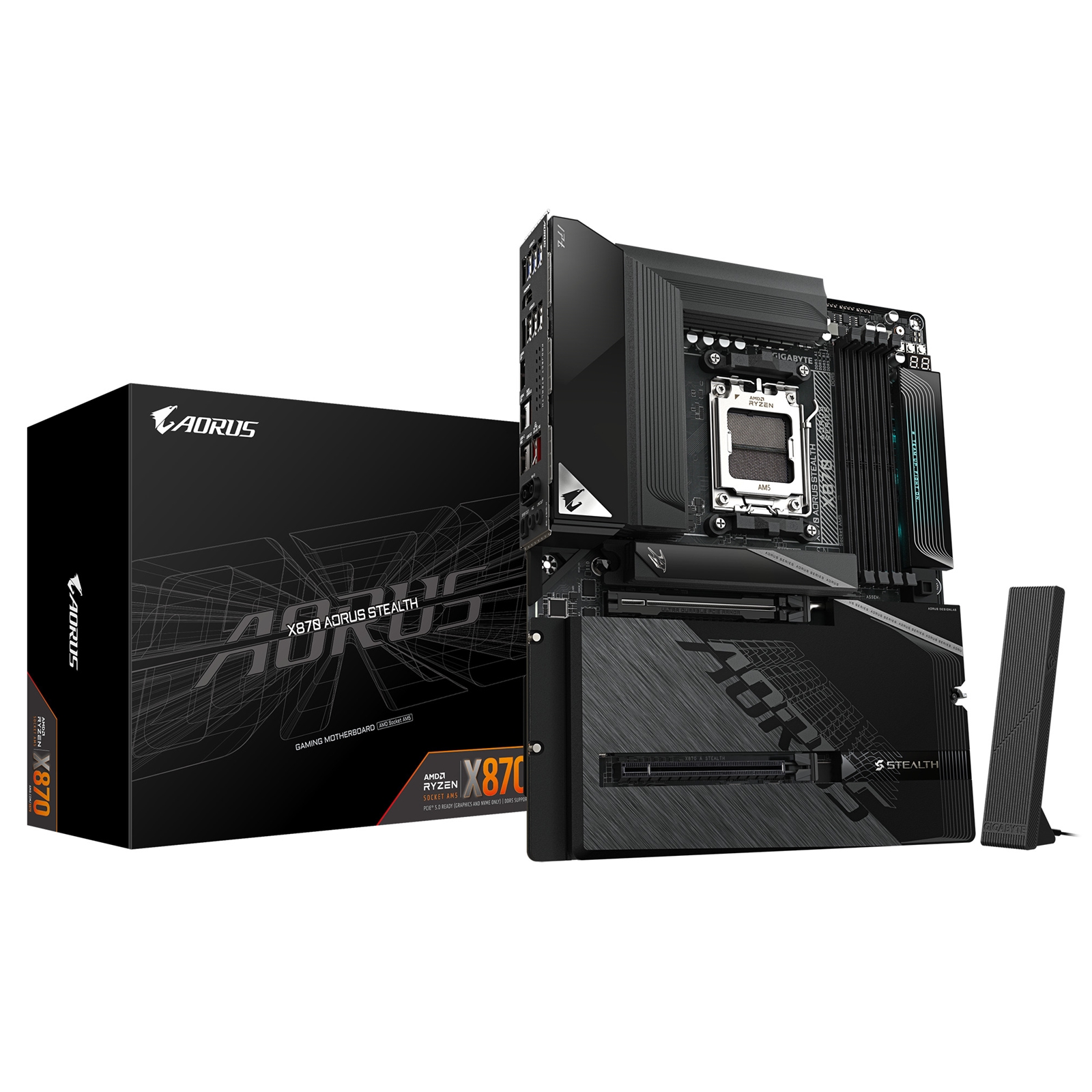 Gigabyte X870 AORUS STEALTH AMD AM5 Socket Motherboard, ATX, 4x DDR5 Slots, 4x M.2 Sockets, 5GbE LAN, Wi-Fi 7, 1x HDMI Port / 2x USB-C (USB4) - Image 3
