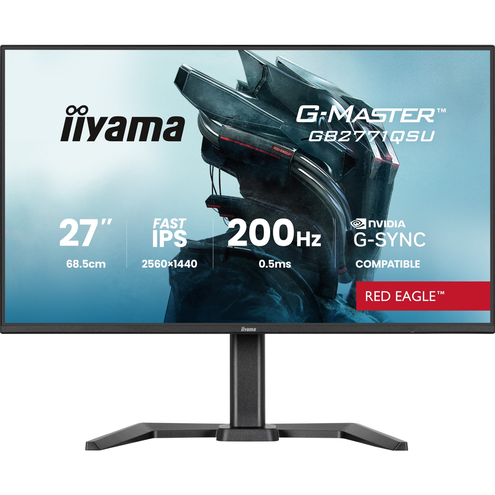 iiyama G-Master Red Eagle gaming monitor GB2771QSU-B1 27" Black, Height Adjustable, QHD Resolution, Ultra Slim Bezel, IPS, 200Hz, 0.5ms, Nvidia G-Sync, HDMI, Display Port, USB Hub - Image 3