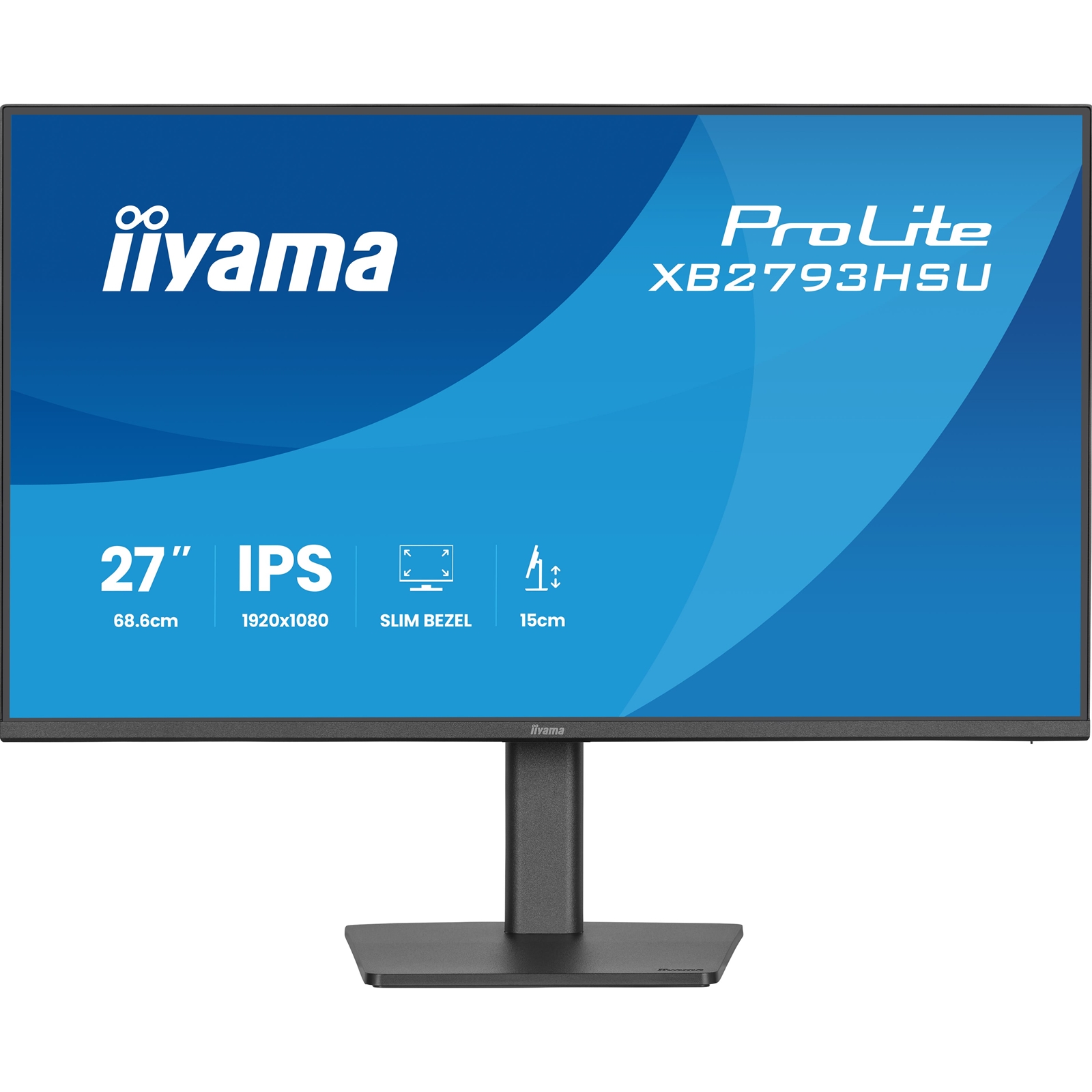 iiyama ProLite monitor XB2793HSU-B1 Height Adjustable, 27" IPS, 120Hz, Black, 4-side slim bezel and C energy class, HDMI, Display Port, USB Hub - Image 3
